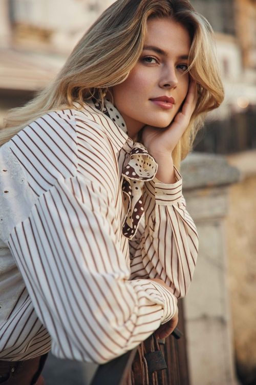 C&amp;S Blouse Stripe / 25NBC12 Offwhite/Light Camel