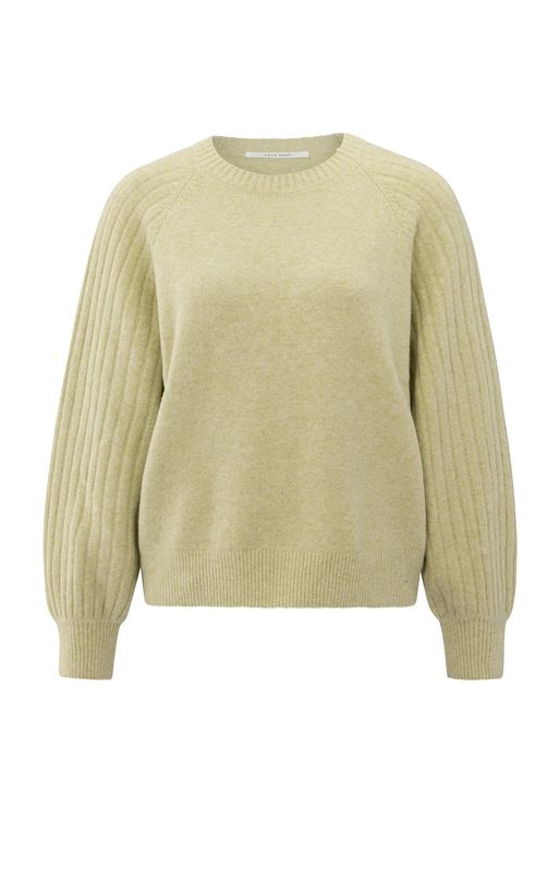 YAYA Sweater Ribbed / 01-000410-509 PALE OLIVE GREEN MELANGE