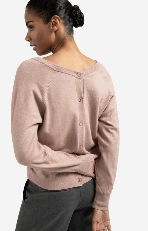 YAYA Sweater Button double V-neck / 01-000494-509 BLUSH PINK