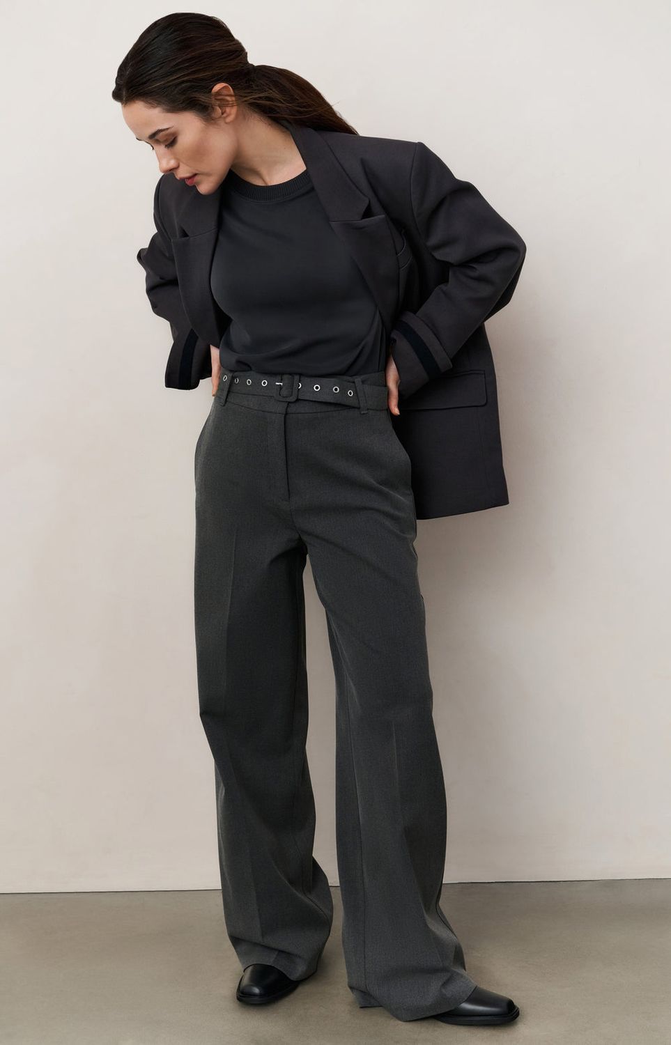 YAYA Pants Belt / 01-301212-509 ANTHRACITE MELANGE