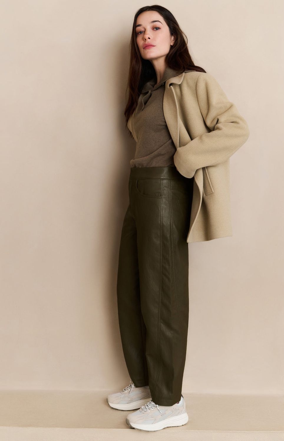 YAYA Pants Faux Leather/ 01-309221-509 CAPERS BROWNISH GREEN