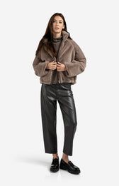 YAYA Pants Faux Leather/ 01-309221-509 ANTHRACITE BROWN
