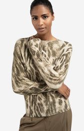 YAYA Sweater Soft All over Print / 01-000497-509 PALE KHAKI BEIGE DESSIN
