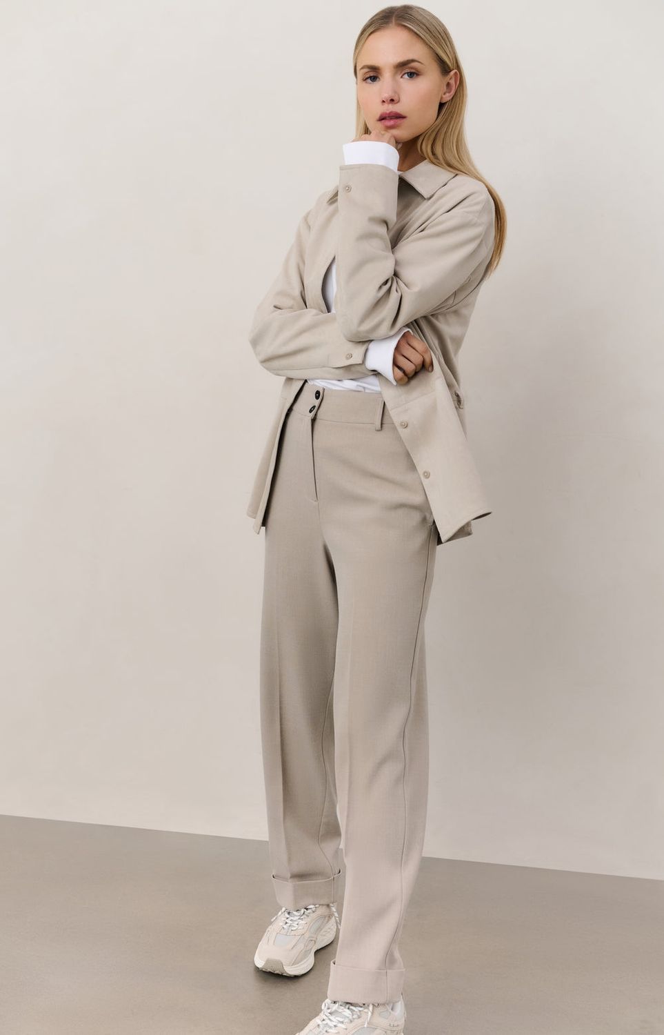 YAYA Pants High Waist Straight / 01-301223-509 SAND MELANGE
