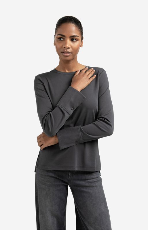 YAYA Shirt Longsleeve Cotton/ 01-709321-509 OYSTER BLACK