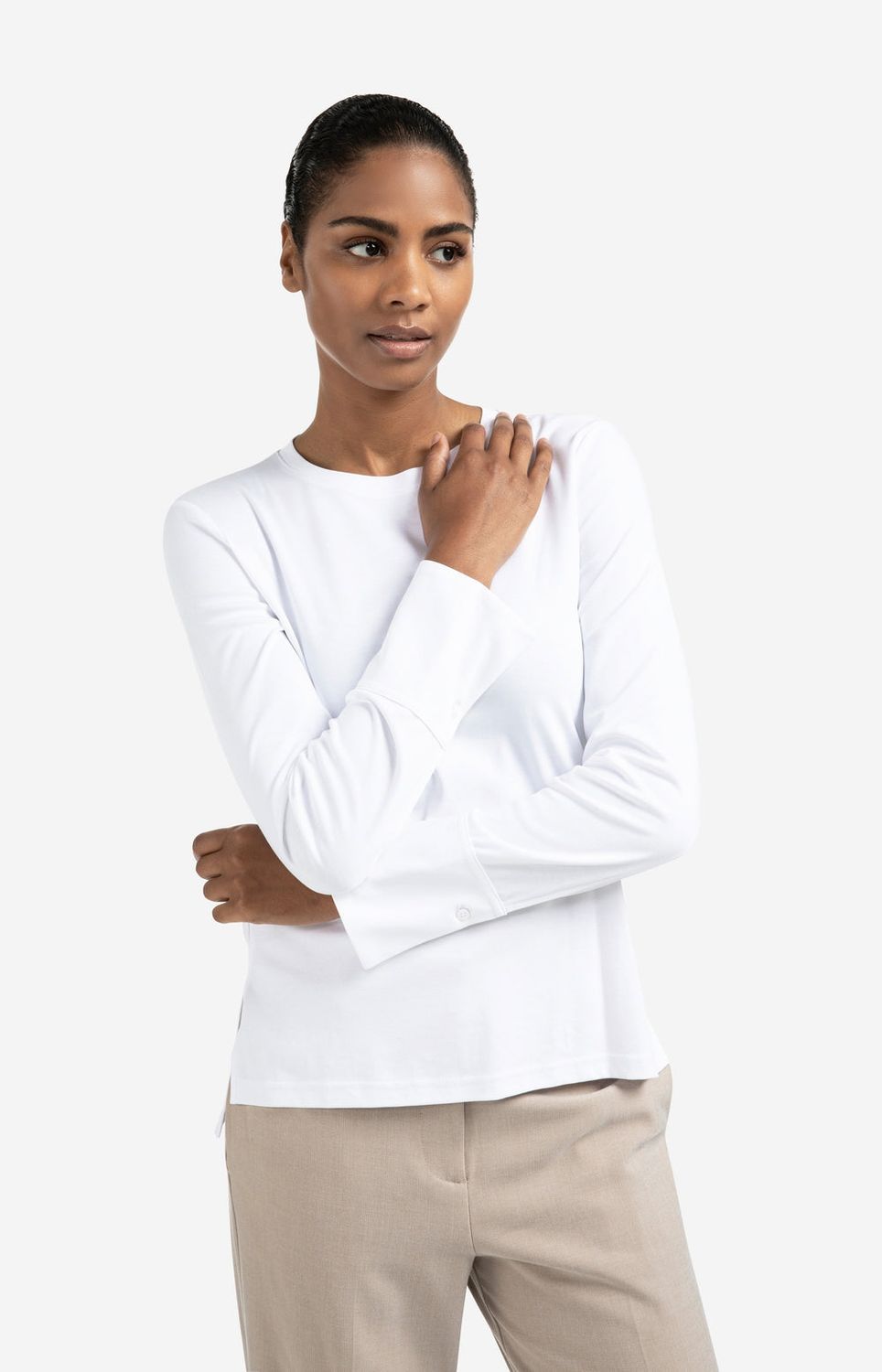 YAYA Shirt Longsleeve Cotton/ 01-709321-509 PURE WHITE