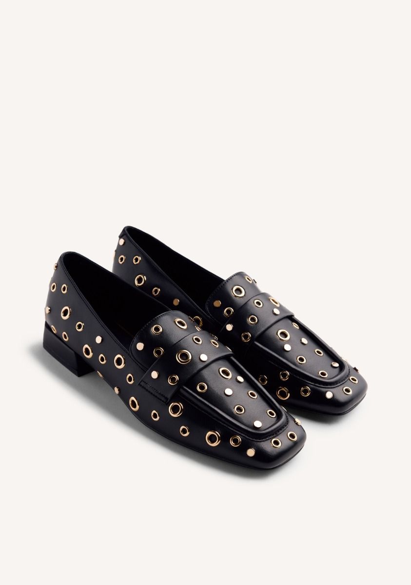 Gioseppo Loafer Eyelet Stud Imlay / 76889 Black