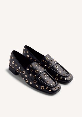 Gioseppo Loafer Eyelet Stud Imlay / 76889 Black