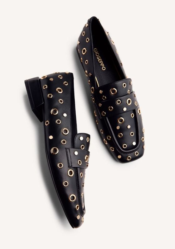 Gioseppo Loafer Eyelet Stud Imlay / 76889 Black