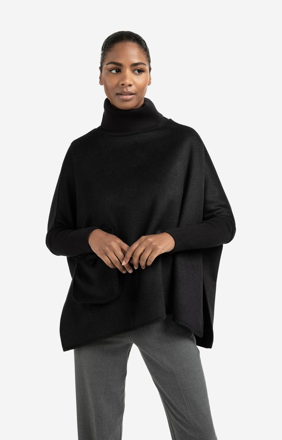 YAYA Poncho / 03-521003-509 OYSTER BLACK