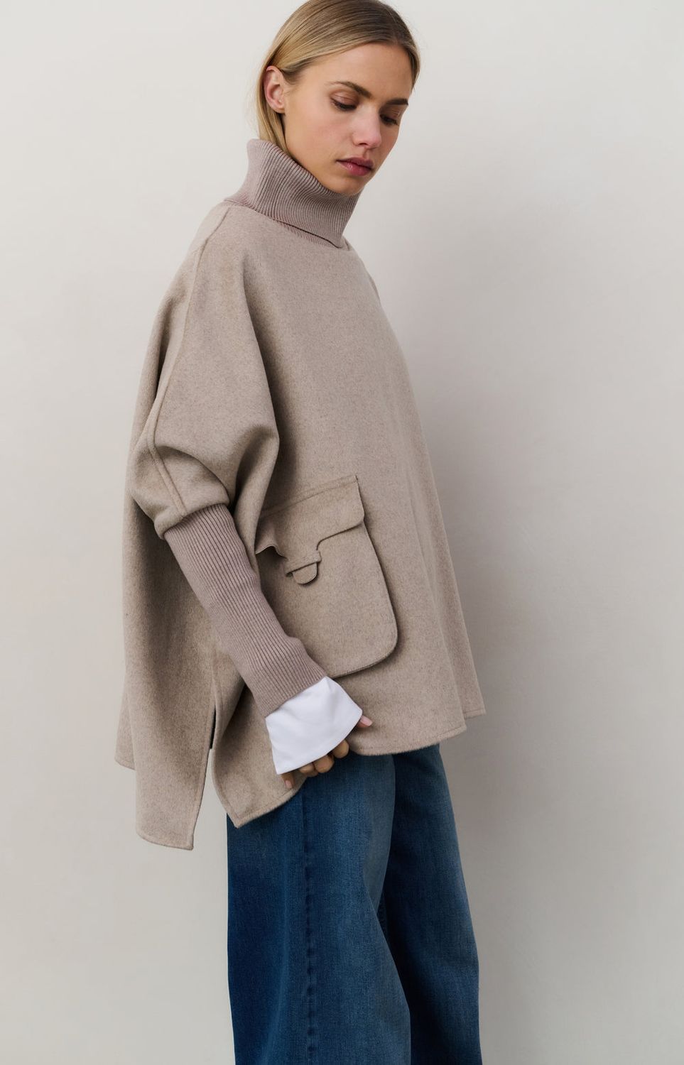 YAYA Poncho / 03-521003-509 SAND MELANGE