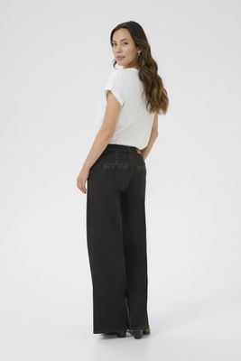 Cream Pants Wide Leg Cotton / 10612286 Vancouver Dark Grey Denim