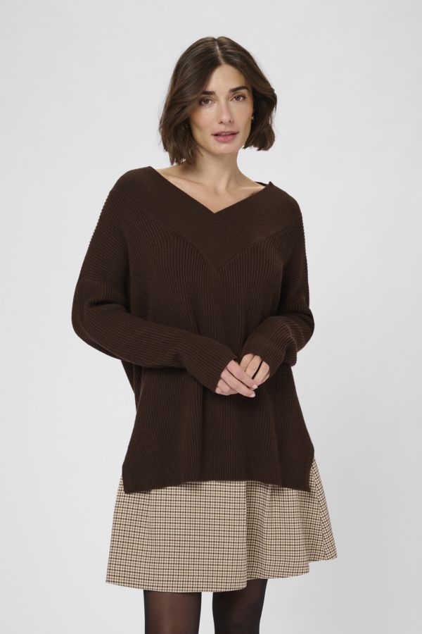 Culture DK Pullover V-Neck Oversized / 50106791 Coffee Bean