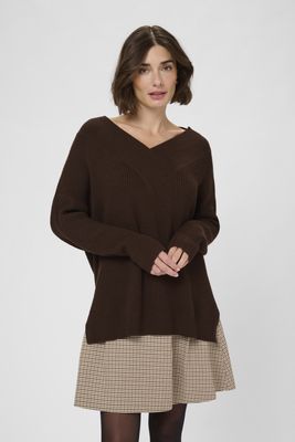 Culture DK Pullover V-Neck Oversized / 50106791 Coffee Bean