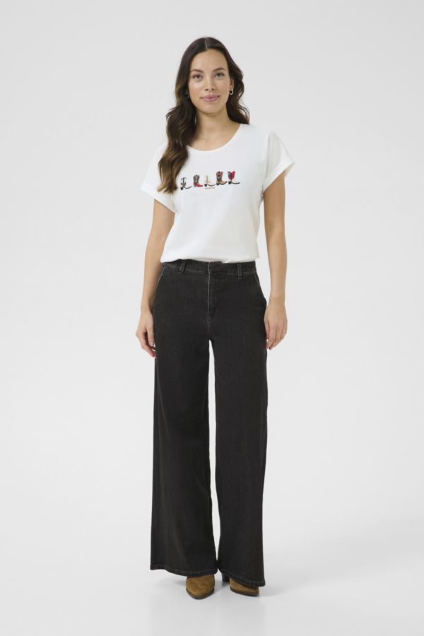 Cream Pants Wide Leg Cotton / 10612286 Vancouver Dark Grey Denim
