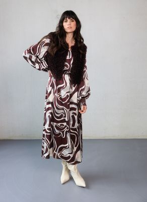 Yest Dress Cristiana Satinlook Swirl/ 0005980 Dark Bordeaux/Multi