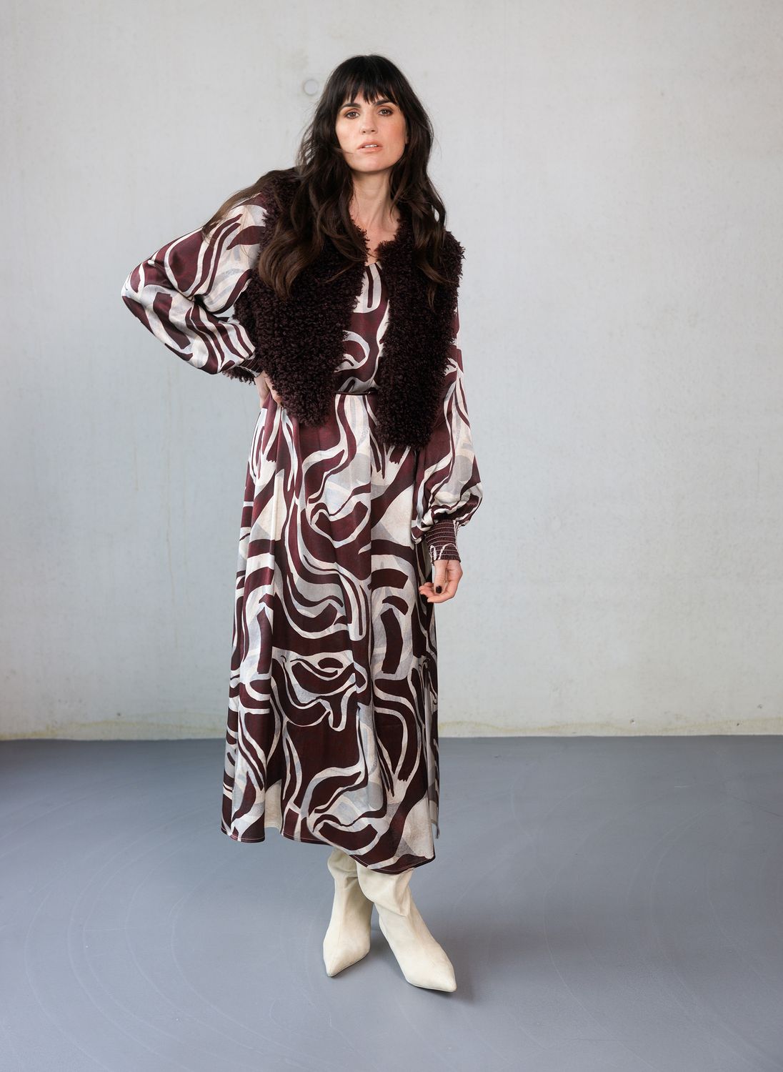 Yest Dress Cristiana Satinlook Swirl/ 0005980 Dark Bordeaux/Multi