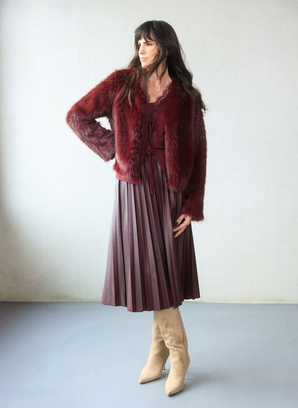 Yest Skirt Aiko Faux Leather Plisse / 0005986 Dark Bordeaux