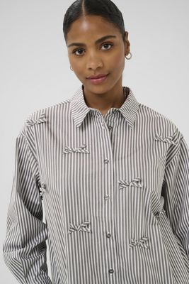 Kaffe Blouse Pinstripe  Bow / 10510607 Grey/White Stripe