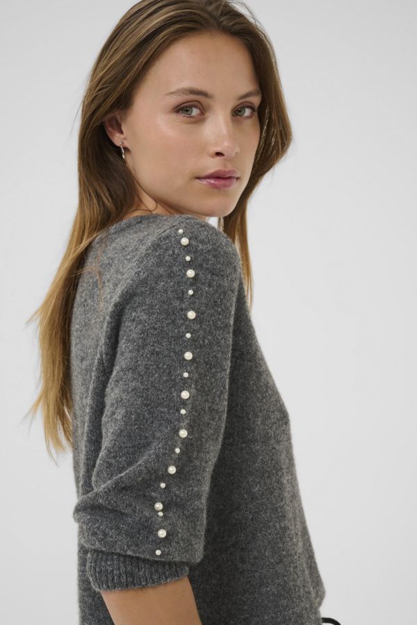 Kaffe Pullover Pearls / 10510632 Grey Melange
