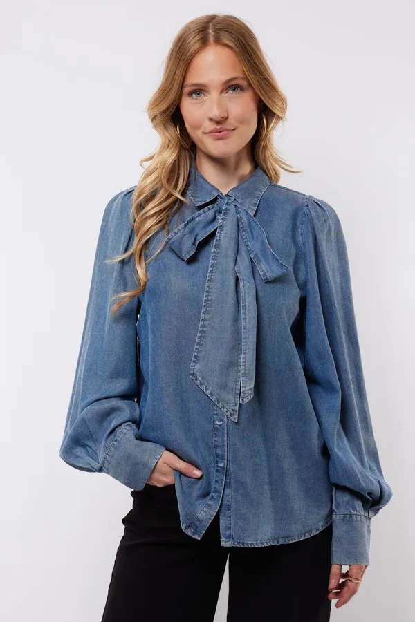 C&amp;S Blouse Lissa /25WBC06 Denim Mid Blue