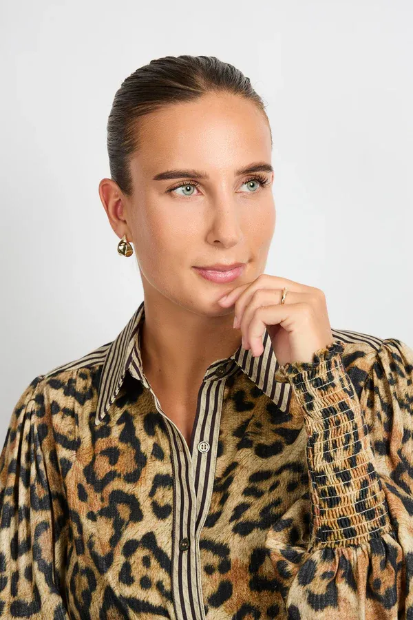 C&amp;S Blouse Joanne Leopard Pinstripe  /25WBC12 Print