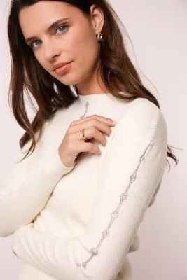 G-Maxx Top Longsleeve detail /25WOG04 Woolwhite