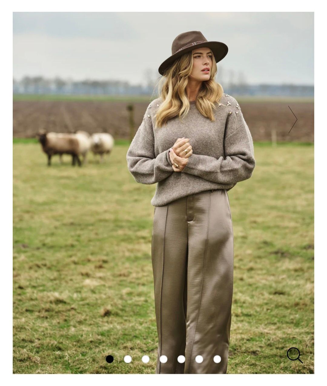 C&amp;S Pants Wide Leg Satinlook Manarola / 25WOC06 Bronze