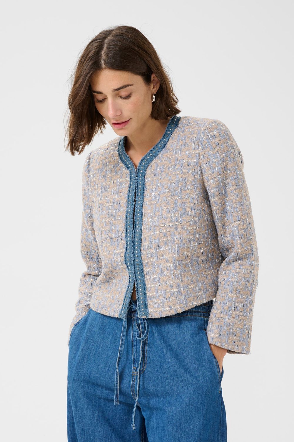 Culture DK Jacket Boucle / 50112081 Blue/Brown Check