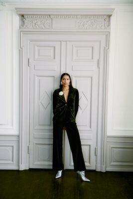 B.Young Pants Velvet High Waist Straight fit/ 20818314 Meteorite