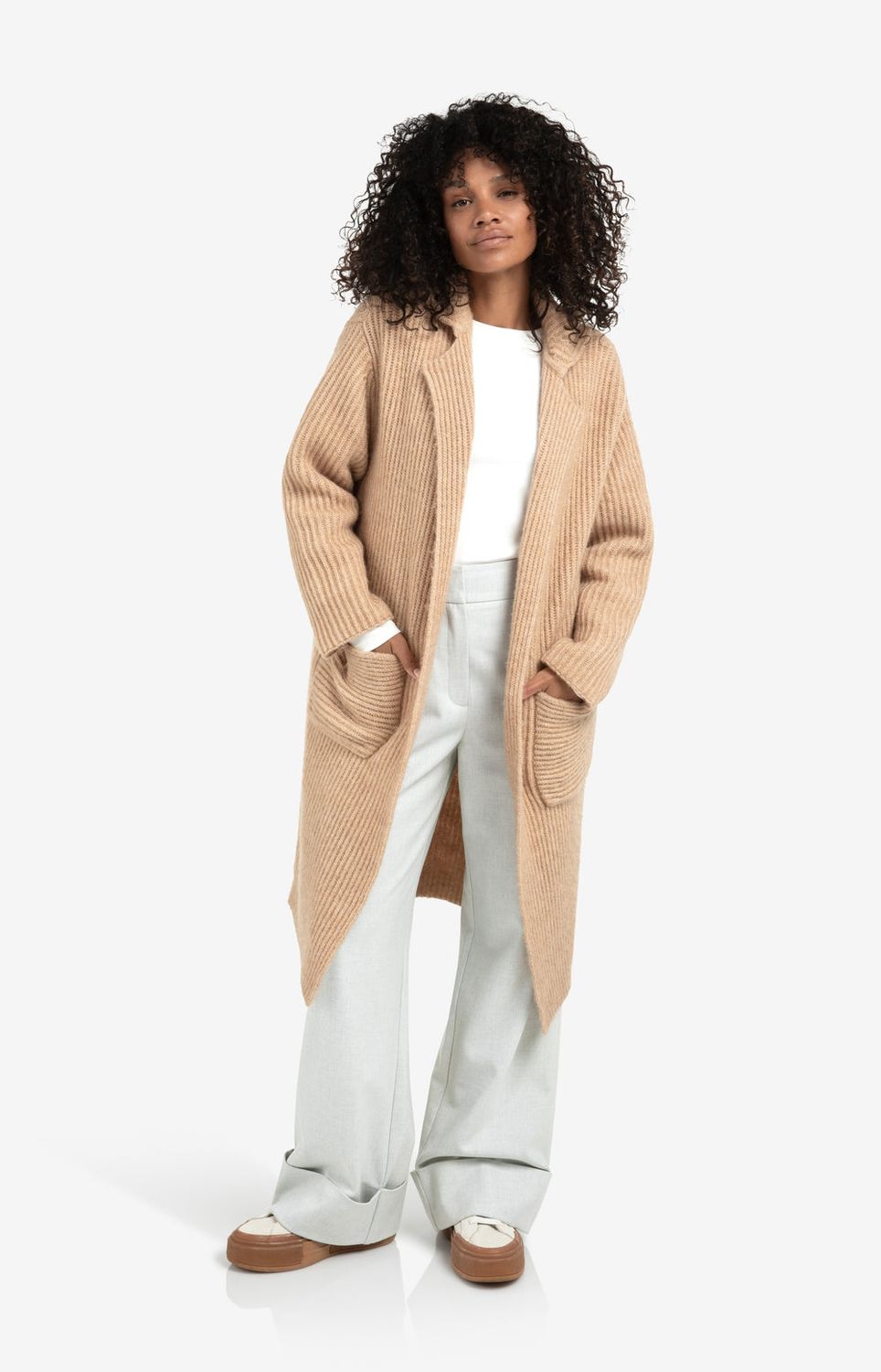 YAYA Cardigan Long Woolmix/ 01-010131-510 LIGHT CAMEL