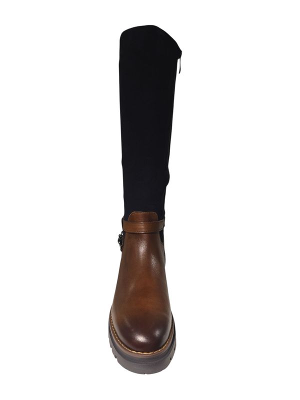 Marco Tozzi Boot High Twotone Leather Suede/ 2-25603-43 CHESTNUT/NAVY