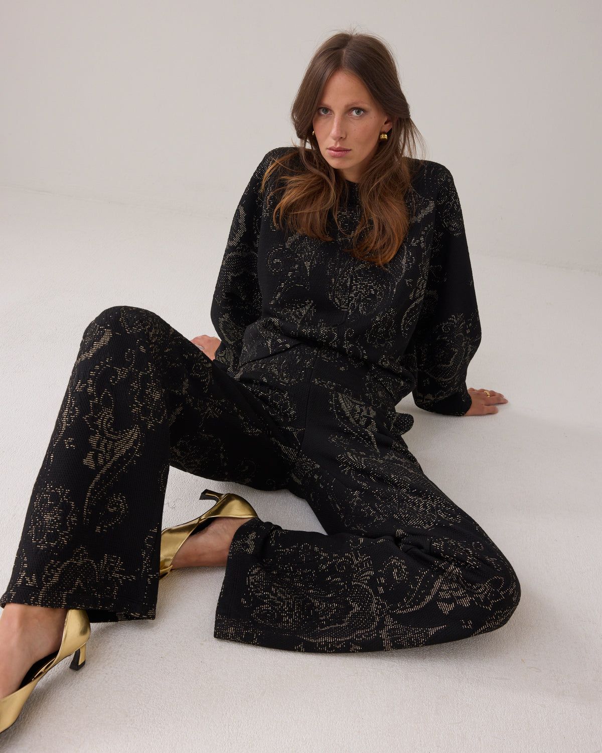 Summum Woman Pants Wide Leg Jacquard/ 4s2904-30735 Black