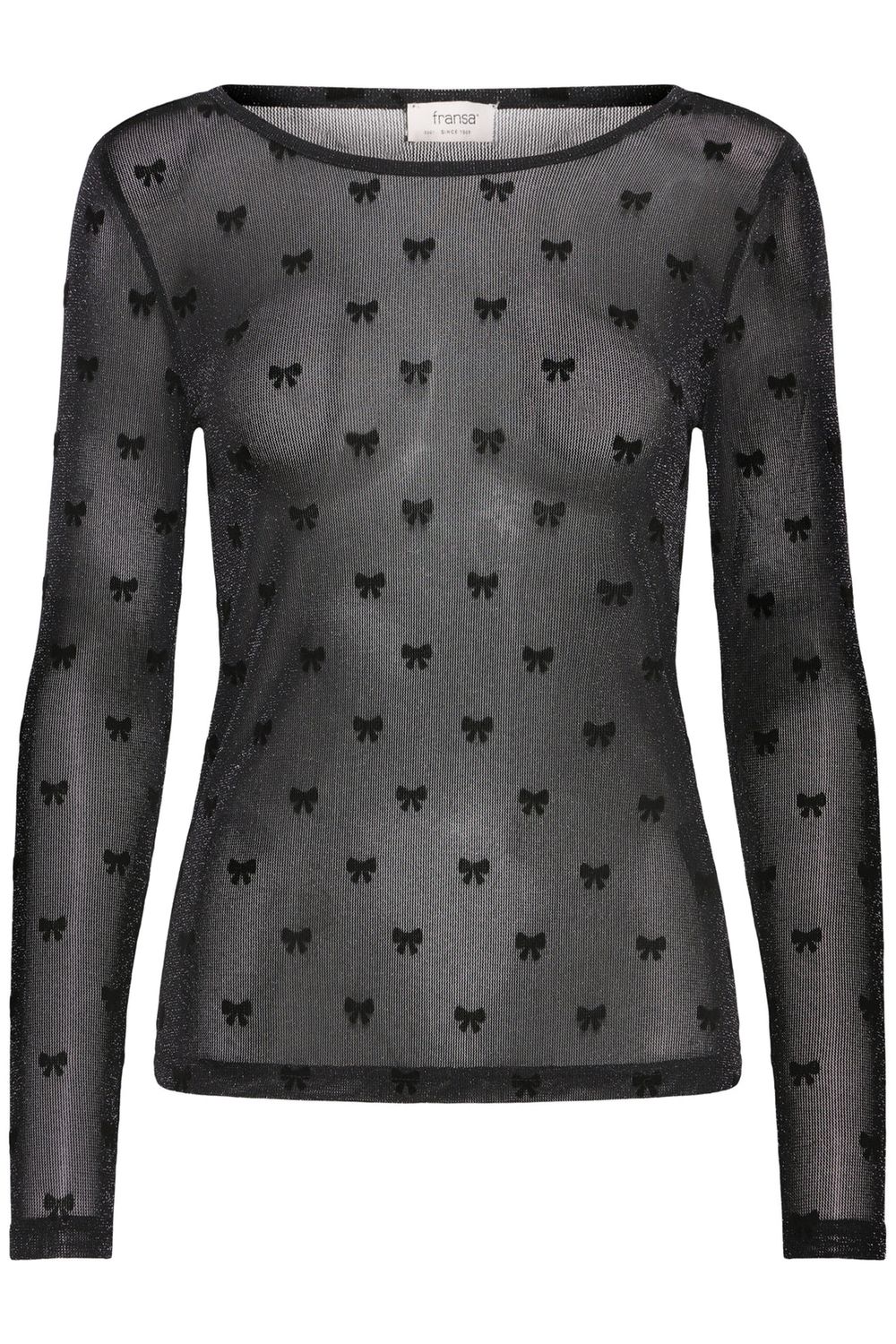 Fransa Top Mesh Bows / 20611795 BLACK BOWS