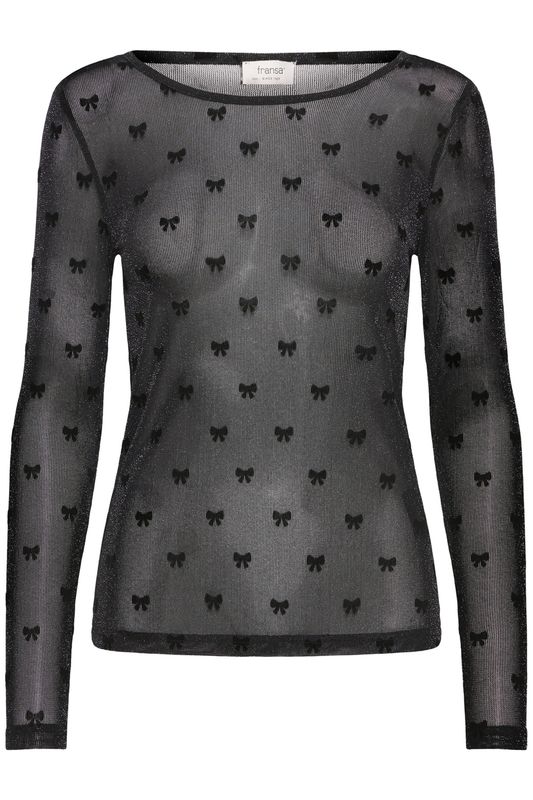Fransa Top Mesh Bows / 20611795 BLACK BOWS