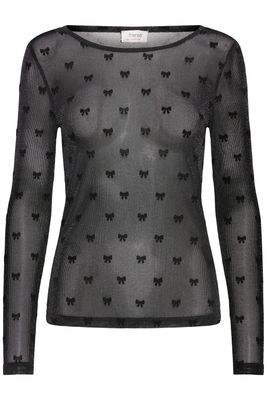 Fransa Top Mesh Bows / 20611795 BLACK BOWS