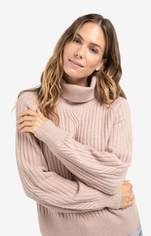 YAYA Pullover Cablerib / 01-000525-510 SHADOW GRAY PINK MELANGE