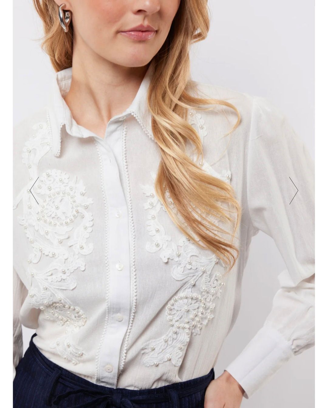 C&amp;S Blouse Cotton Linsey / 25NXJ04 Ecru