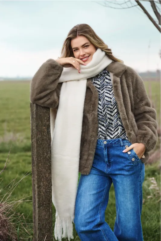 C&amp;S Jeans Button High Waist / 25WNC02 Denim Mid Blue