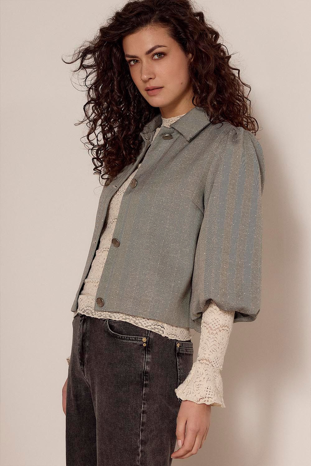 Tramontana Jacket Short Sleeve Rhinestones / C01-18-801 Mid Grey Melange