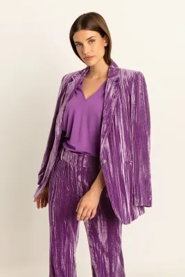 Expresso Blazer Oversized  Crushed Velvet / EX24-15046 Berry blush