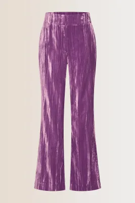 Expresso Pants Crushed Velvet Wide Leg / EX24-21075 Berry blush