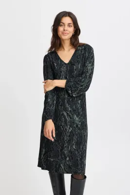 Fransa Dress Viscose / 20614775 Laurel Wreath AOP MA24 01A