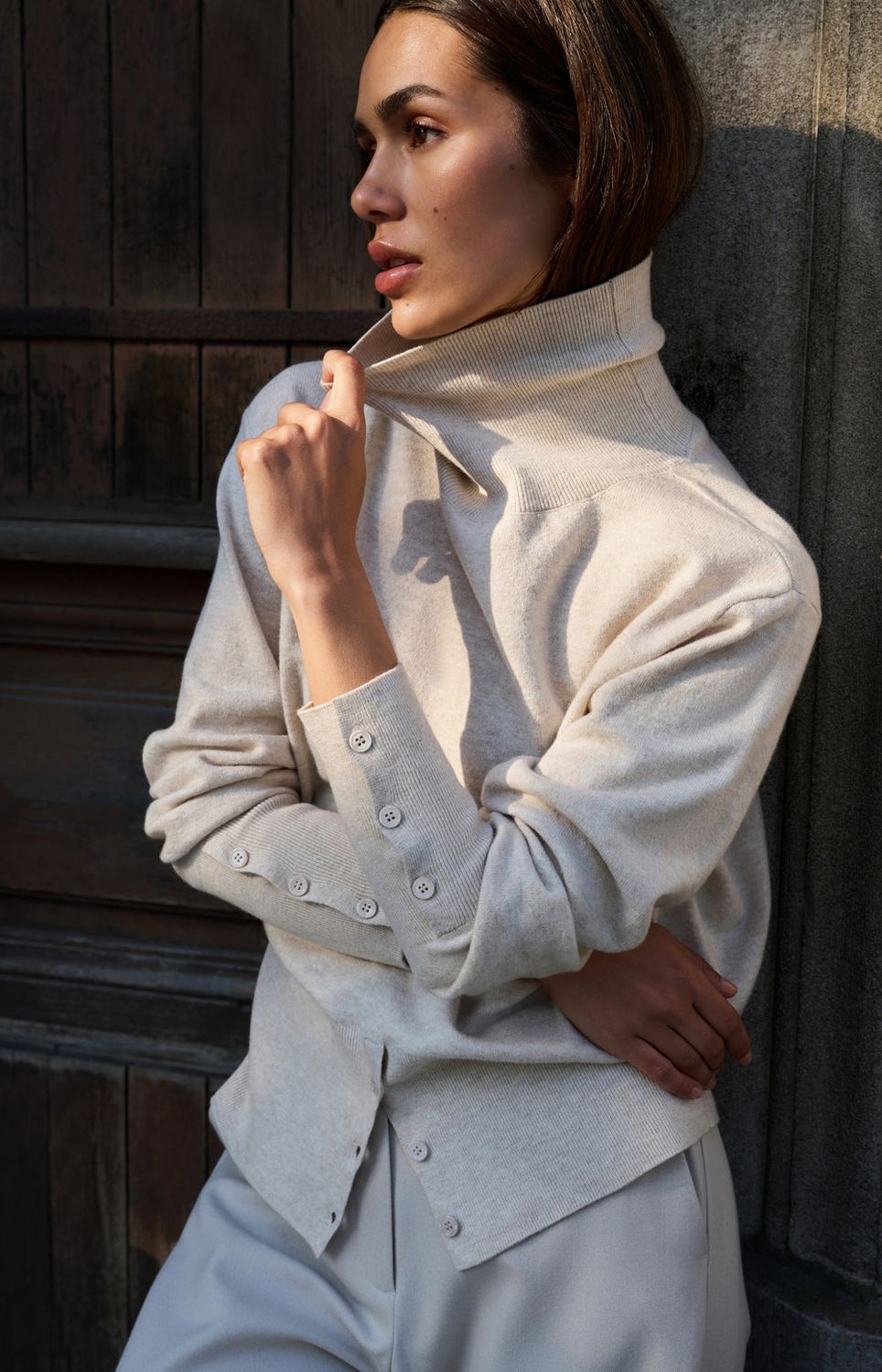 YAYA Pullover Buttondetail / 01-000549-601 HEATHER GREY MELANGE