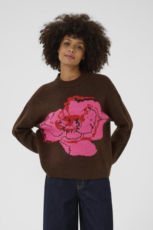 50112324 Brown Melange Pink Flower 50112324 Brown Melange Pink Flower