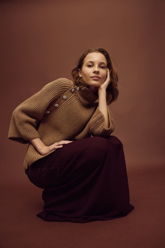 Micha Pullover Strassbutton / 404139 Camel