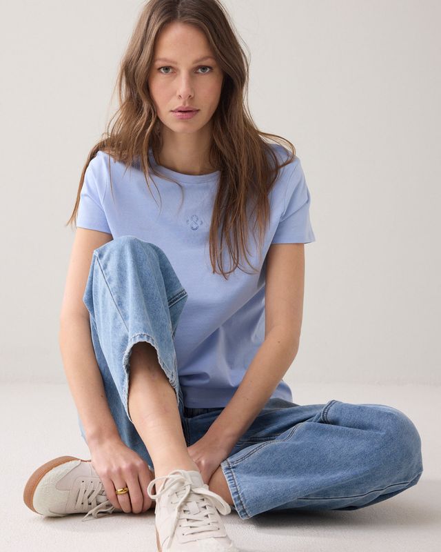 Summum Woman Shirt Strass Logo Cotton / 3s5185-30714 Soft blue