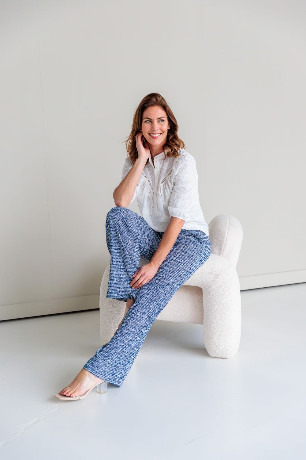 NED Pants Wide Leg Stripe Twist/ 26S2-BS087-01 Blue Lolite