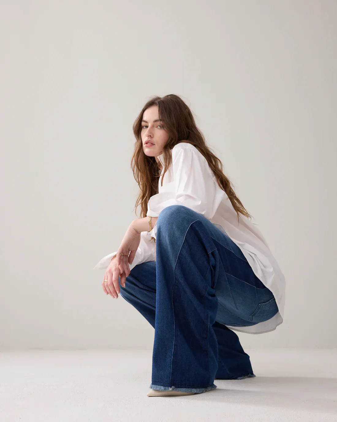 Summum Woman Pants Palazzo Wide Leg Cotton / 4s2926-5174 Denim