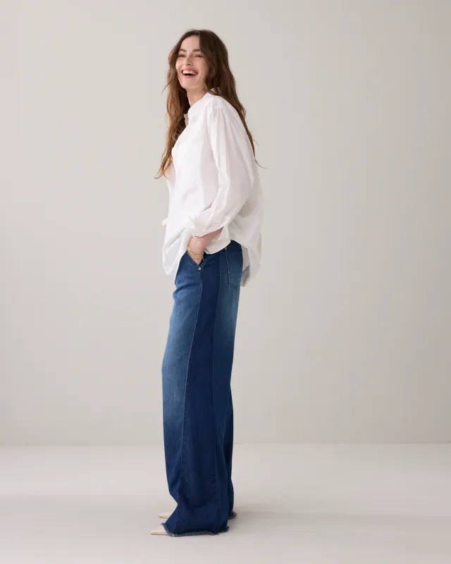 Summum Woman Pants Palazzo Wide Leg Cotton / 4s2926-5174 Denim